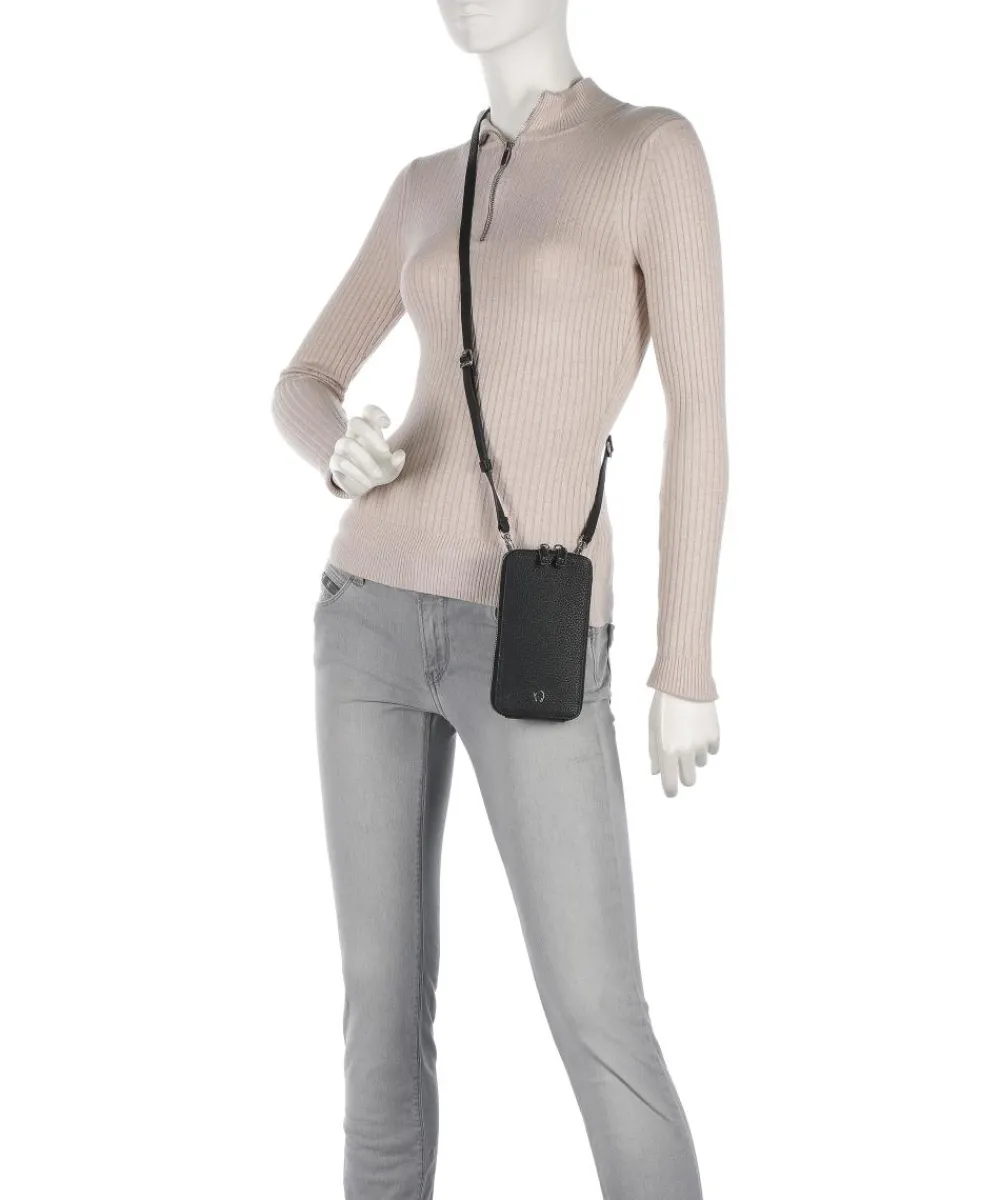 AIGNER Fashion Phone bag grained leather black Clearance
