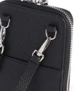 AIGNER Fashion Phone bag grained leather black Clearance