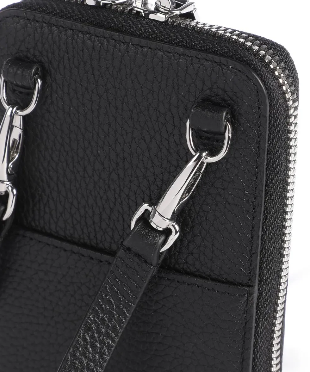 AIGNER Fashion Phone bag grained leather black Clearance