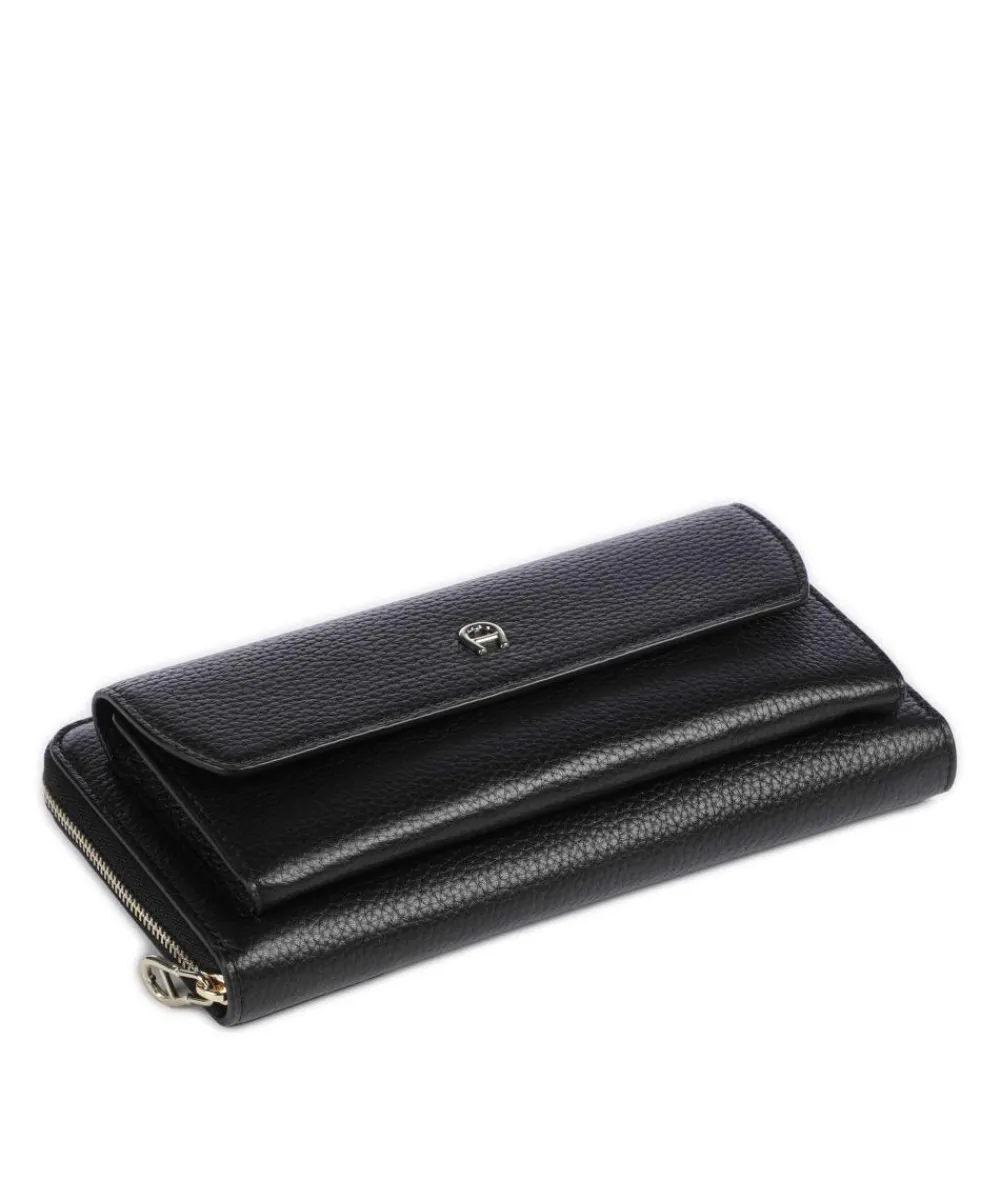 AIGNER Fashion Wallet grained leather black Discount