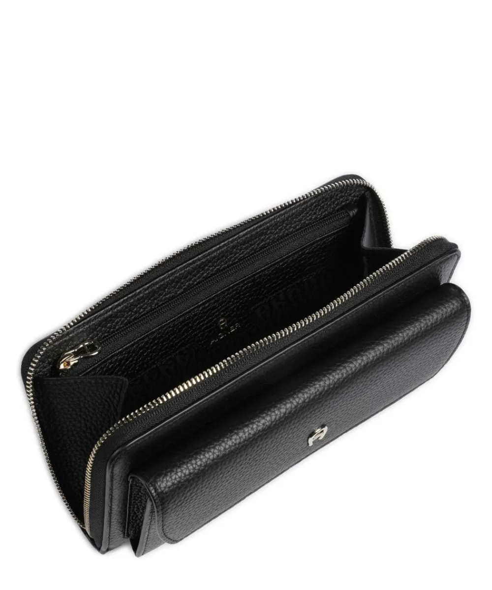 AIGNER Fashion Wallet grained leather black Discount