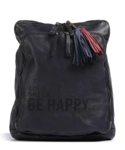 Taschendieb Wien Glücksbrücke 1 Backpack bag grained cow leather dark blue Outlet