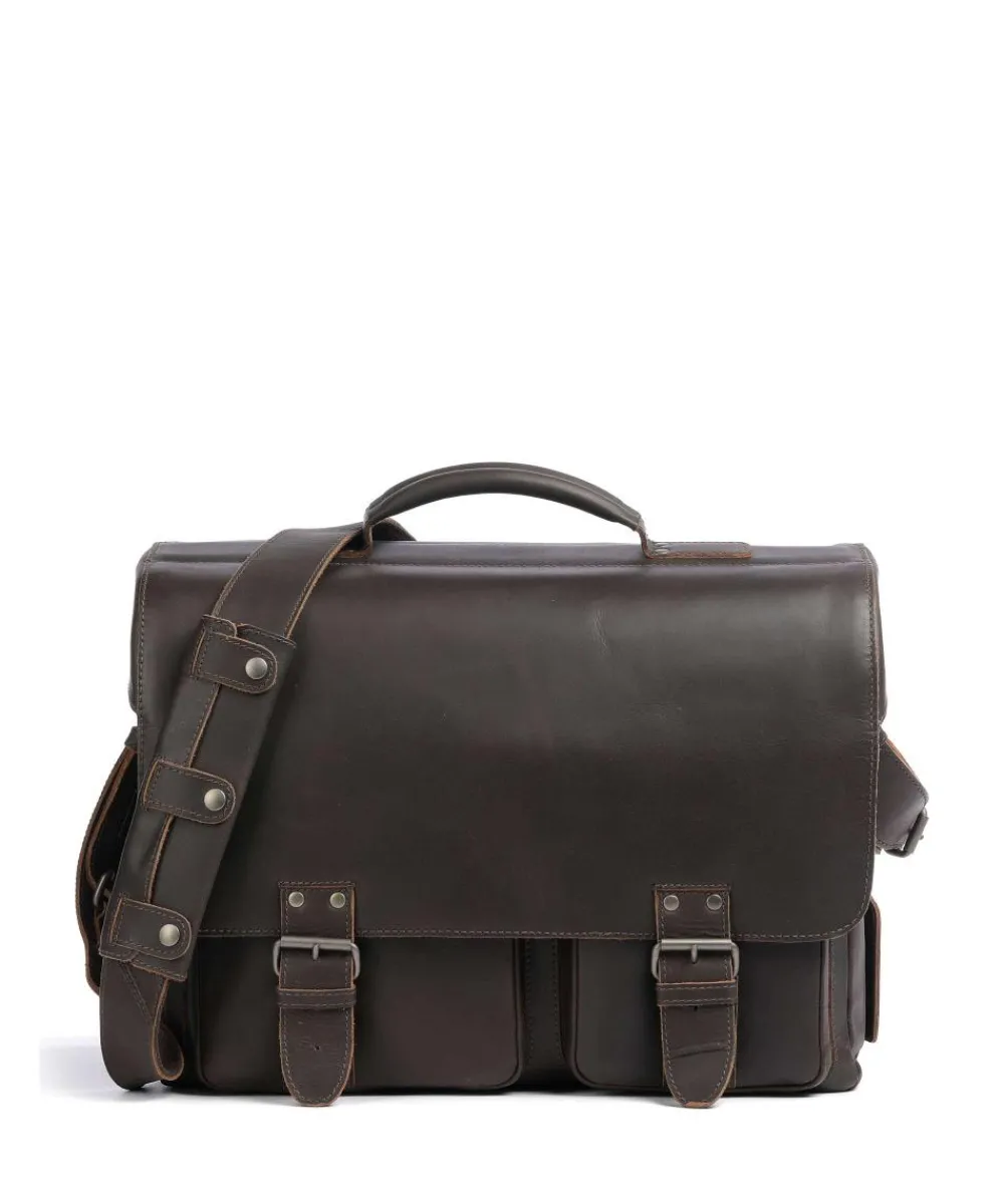 Aunts & Uncles Hunter Big Finn Briefcase 15″ buffalo leather dark brown Sale