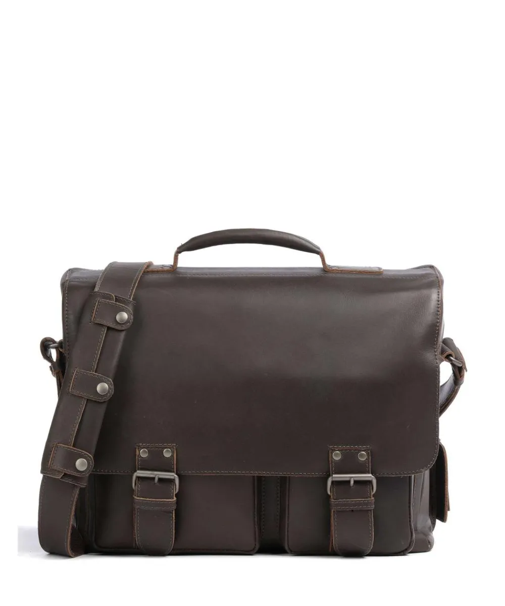 Aunts & Uncles Hunter Finn Briefcase 14″ buffalo leather dark brown Best
