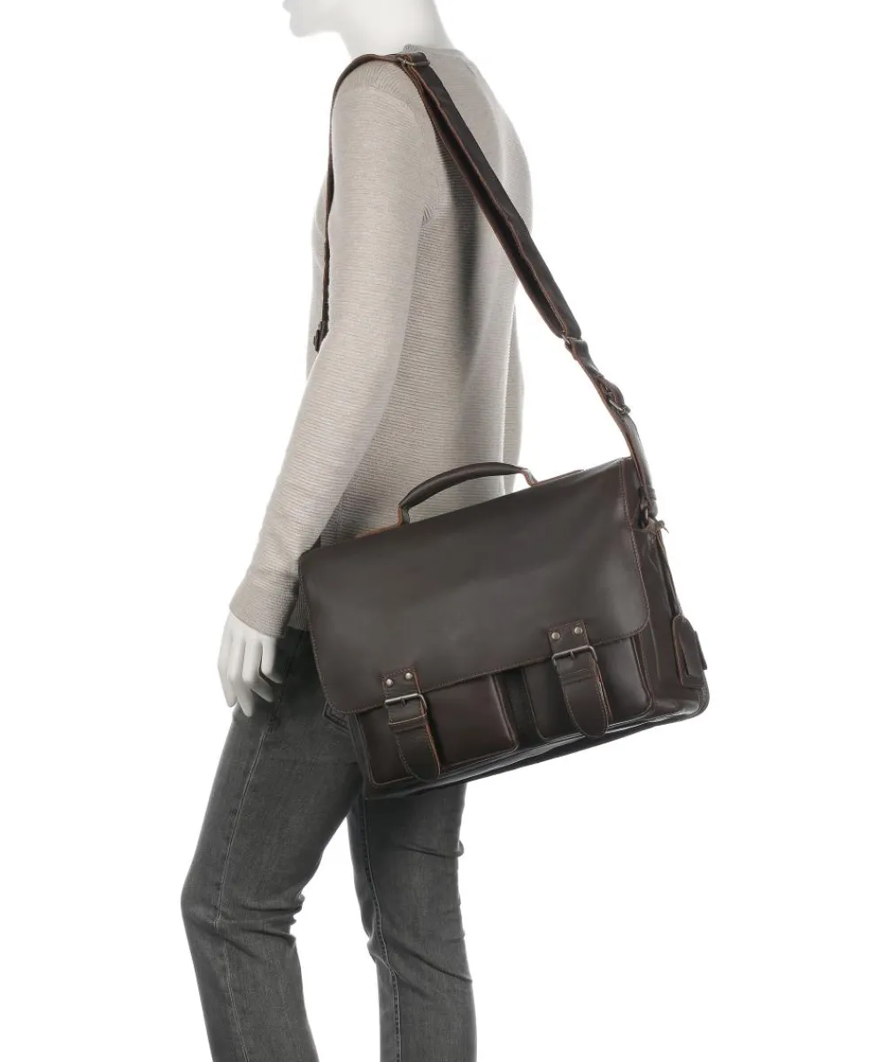 Aunts & Uncles Hunter Finn Briefcase 14″ buffalo leather dark brown Best