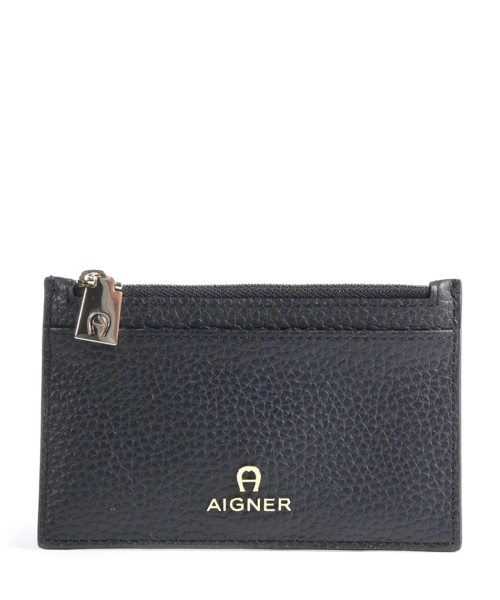 AIGNER Ivy Credit card holder grained cow leather dark blue Discount