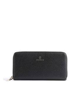 AIGNER Ivy Wallet grained cow leather black New