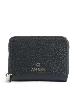 AIGNER Ivy Wallet grained leather dark blue Outlet