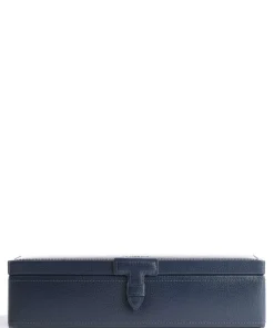 Le Tanneur Jewelry box grained leather navy Discount