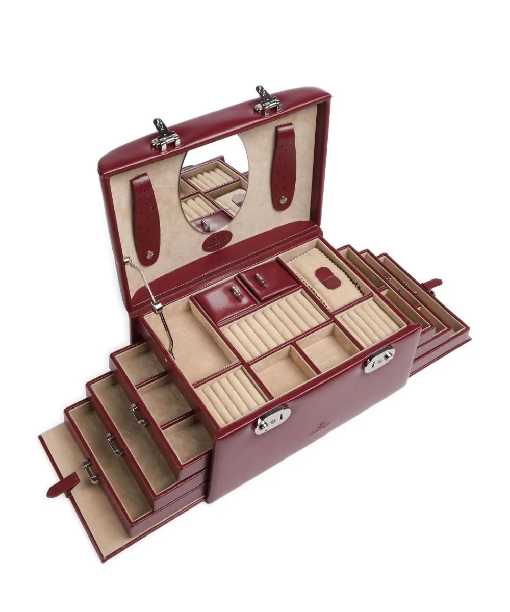 Windrose Merino Jewelry box imitation leather dark red Hot