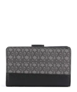 Coccinelle Metallic Monogram Wallet canvas, grained leather grey/black Discount