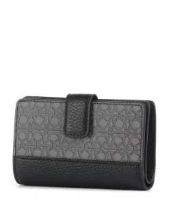 Coccinelle Metallic Monogram Wallet canvas, grained leather grey/black Discount