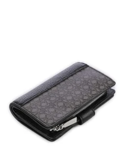 Coccinelle Metallic Monogram Wallet canvas, grained leather grey/black Discount