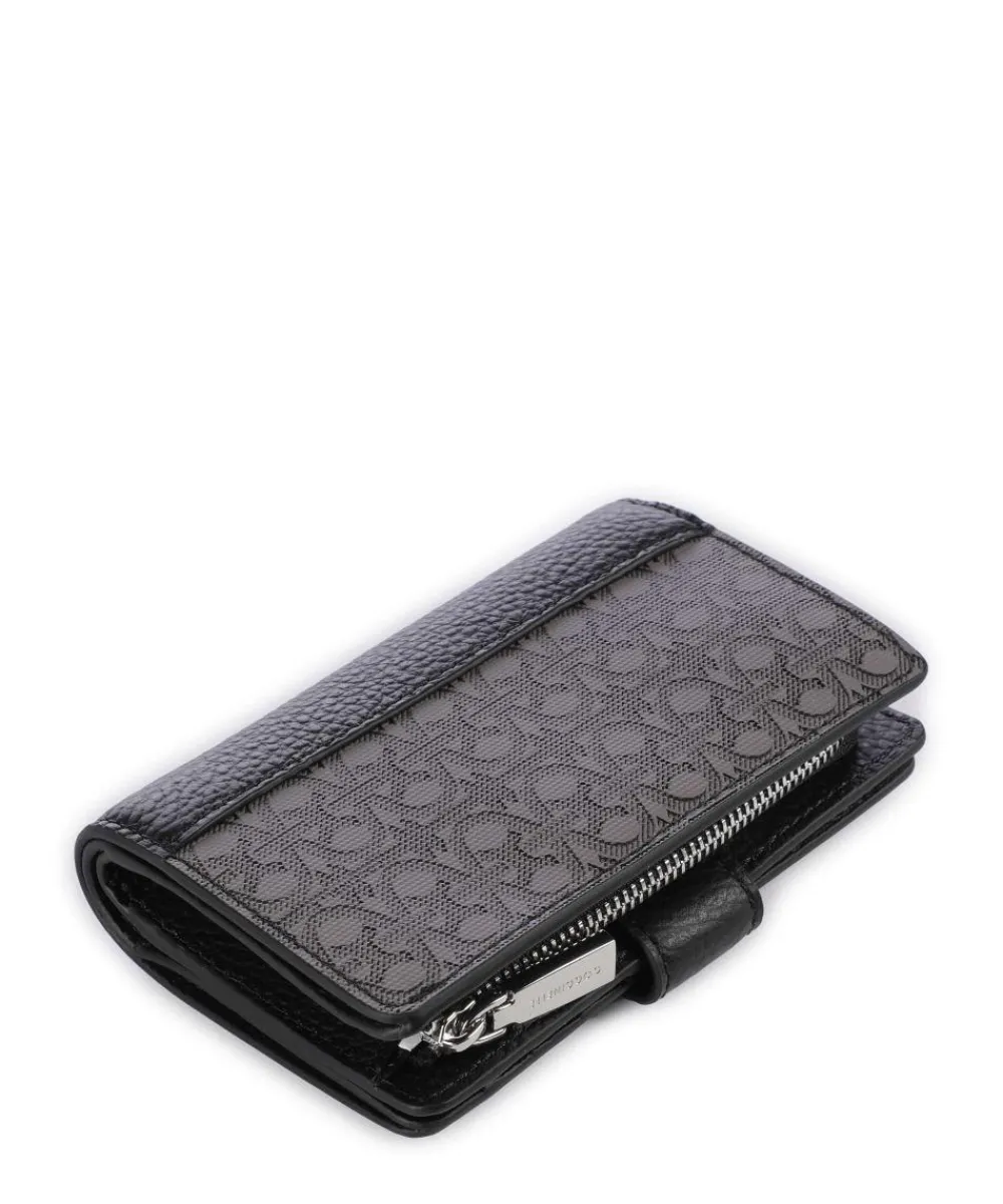 Coccinelle Metallic Monogram Wallet canvas, grained leather grey/black Discount
