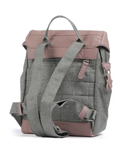 Zwei Olli OR80 Backpack polyester, imitation leather grey/rose Outlet