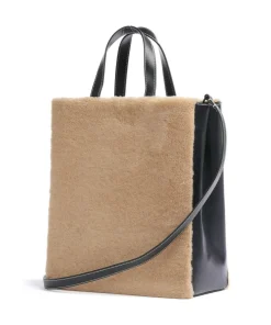 Liebeskind Paper Bag Shearling M Handbag fine grain leather, faux fur brown/black Sale