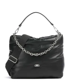 Abro Piuma_Lucido Puffer Hobo bag fine grain leather black Sale