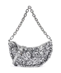 Abro Sequins Moon Shoulder bag fine grain cow leather, fabric silver Best