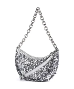Abro Sequins Moon Shoulder bag fine grain cow leather, fabric silver Best