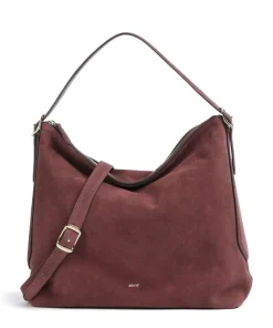 Abro Suede Carina Hobo bag brushed leather bordeaux red New