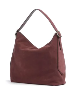 Abro Suede Carina Hobo bag brushed leather bordeaux red New