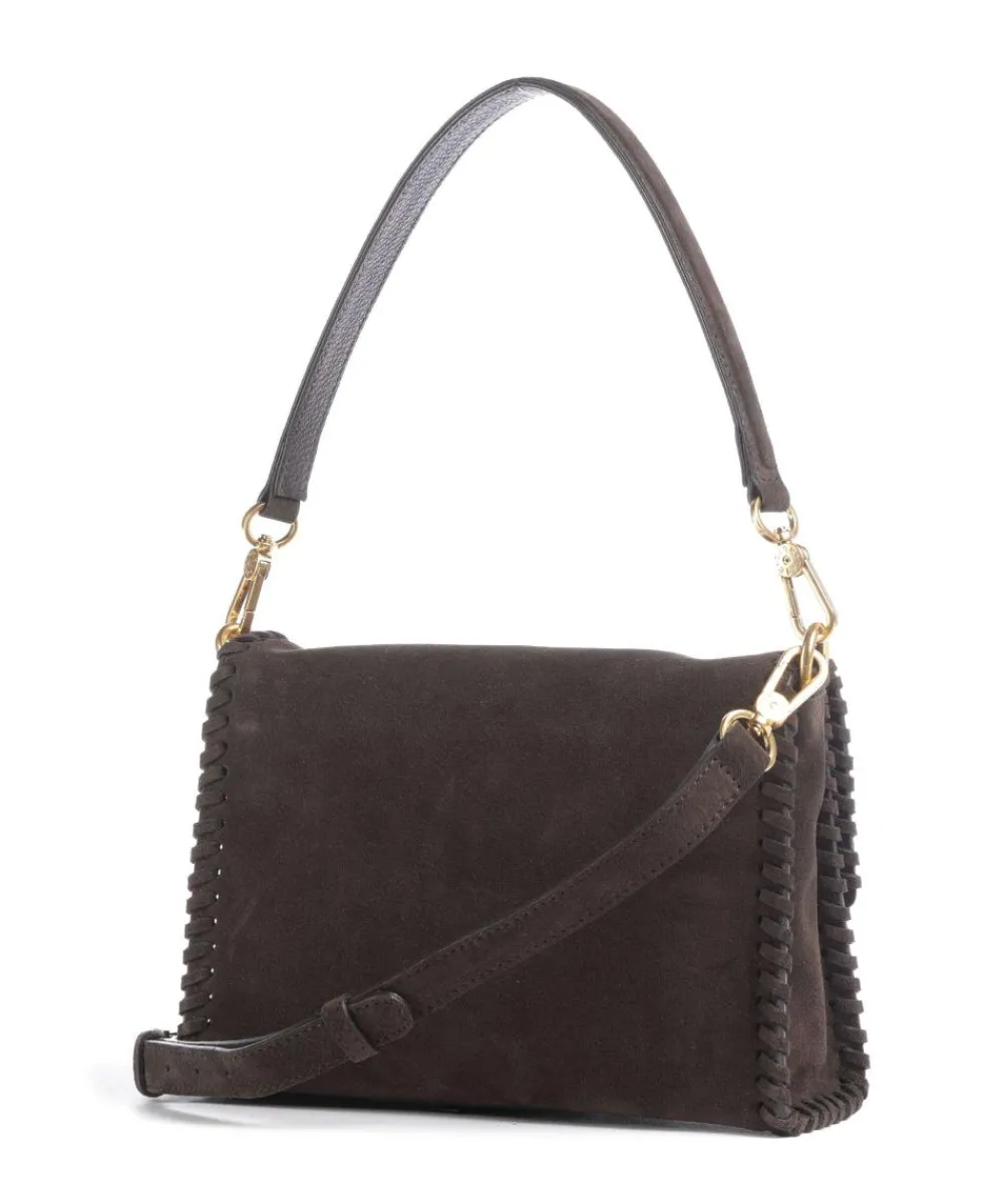 Abro Suede Temi Stitch Shoulder bag brushed leather dark brown Hot