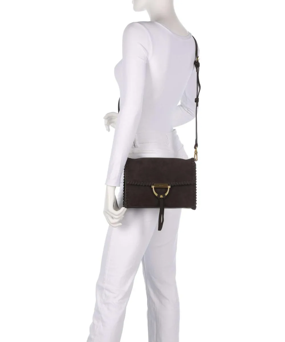 Abro Suede Temi Stitch Shoulder bag brushed leather dark brown Hot