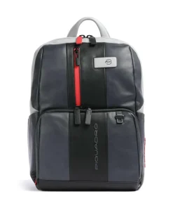 Piquadro Urban Laptop backpack 13″ fine grain cow leather black/grey