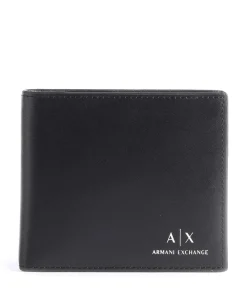 Armani Exchange Wallet fine grain cow leather black Hot
