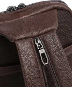 Piquadro Wollem Sling bag 10″ grained cow leather dark brown Clearance