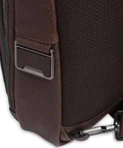 Piquadro Wollem Sling bag 10″ grained cow leather dark brown Clearance