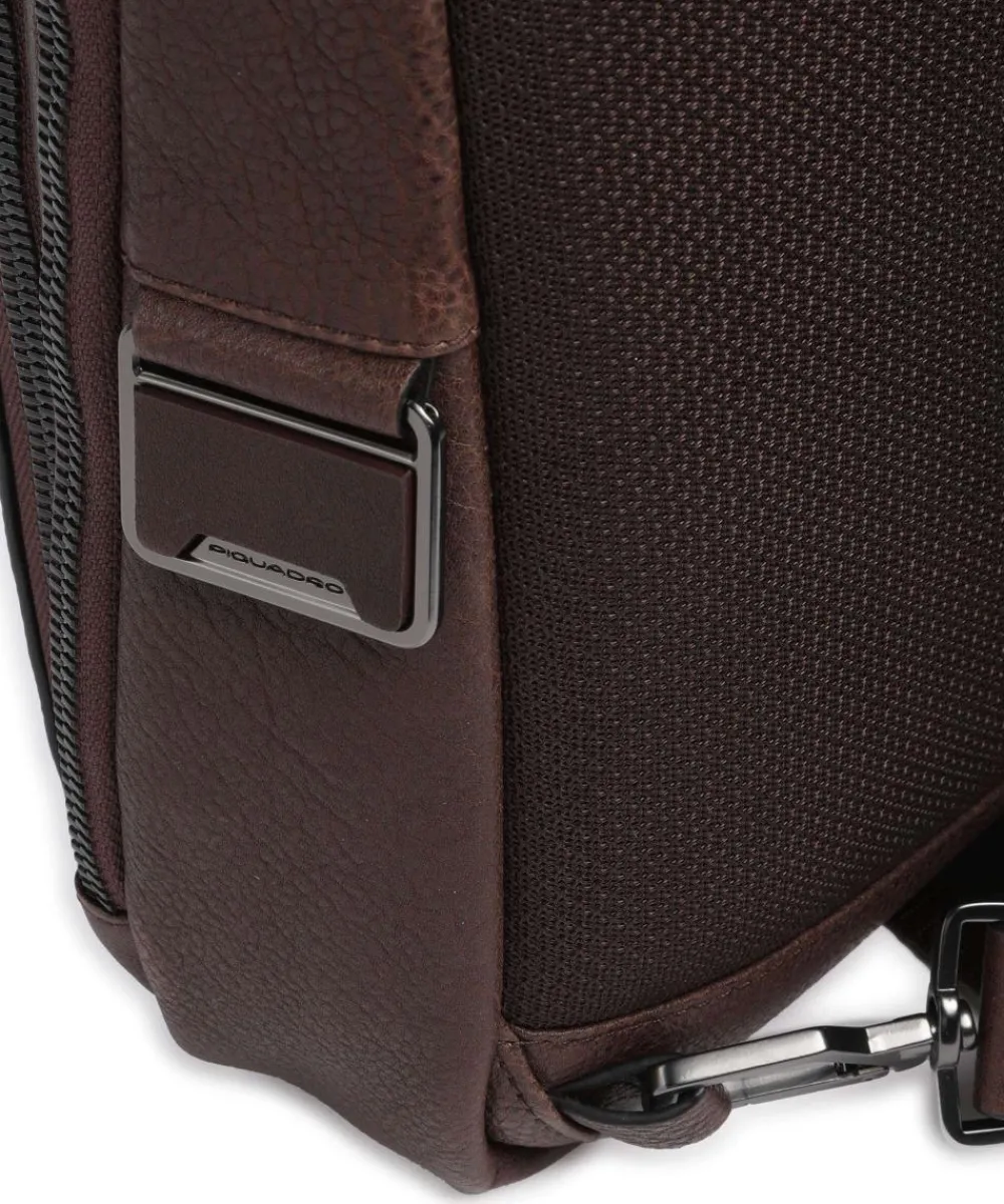 Piquadro Wollem Sling bag 10″ grained cow leather dark brown Clearance