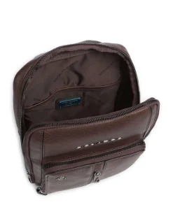 Piquadro Wollem Sling bag 10″ grained cow leather dark brown Clearance