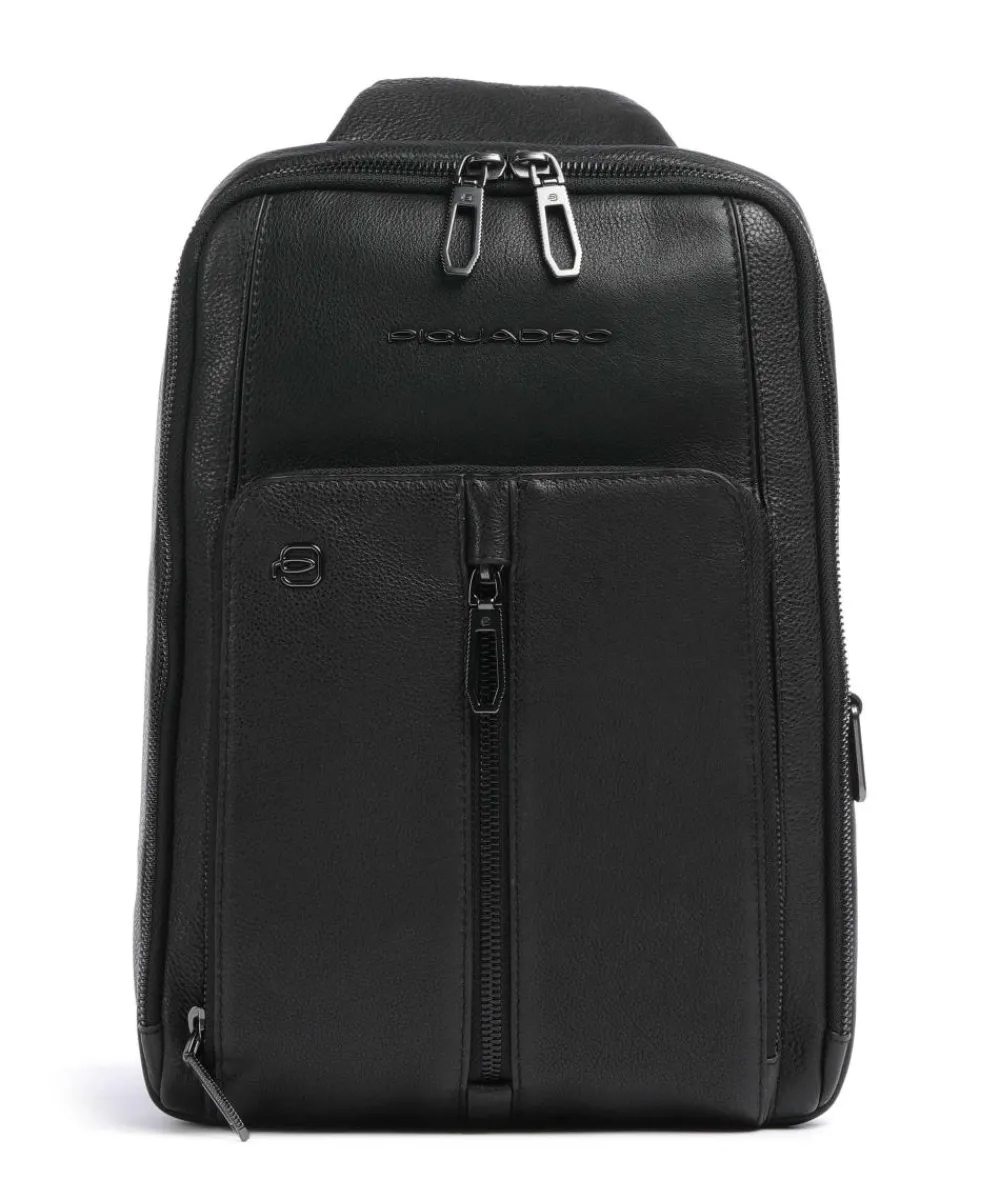 Piquadro Wollem Sling bag 10″ grained cow leather black Sale