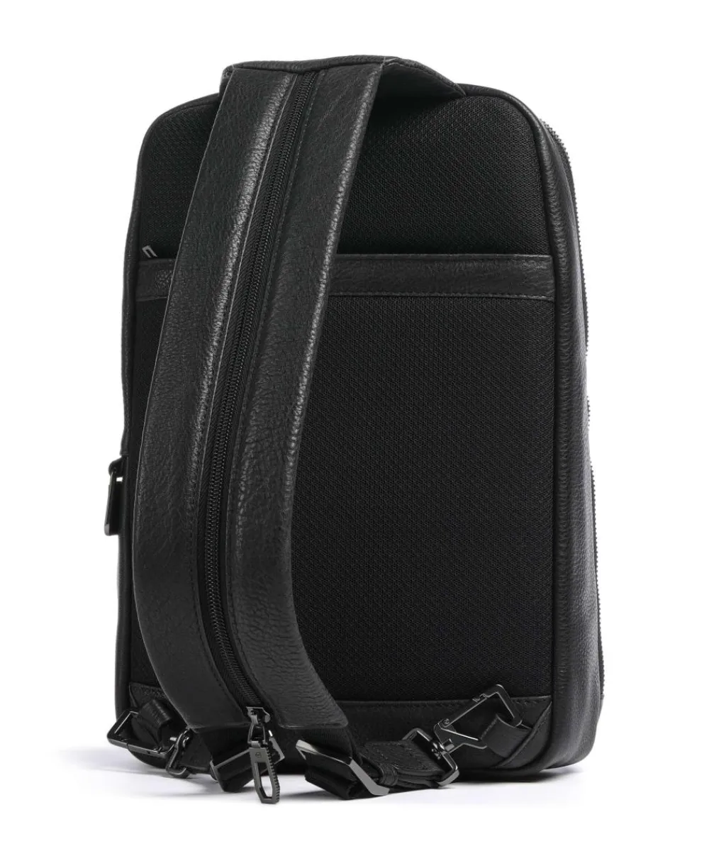 Piquadro Wollem Sling bag 10″ grained cow leather black Sale