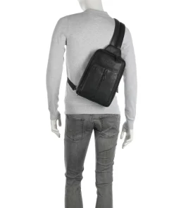 Piquadro Wollem Sling bag 10″ grained cow leather black Sale
