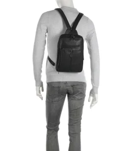 Piquadro Wollem Sling bag 10″ grained cow leather black Sale