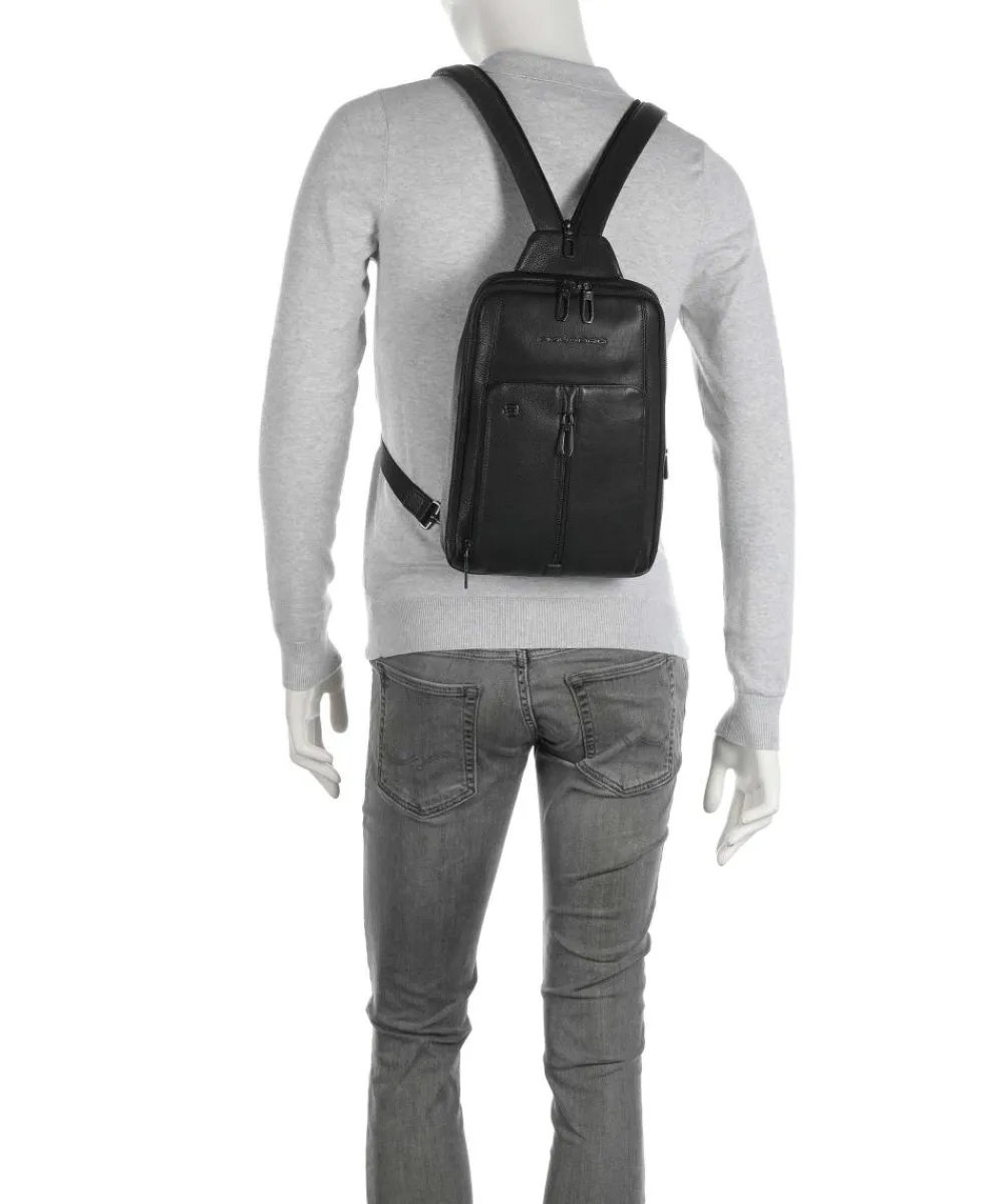 Piquadro Wollem Sling bag 10″ grained cow leather black Sale