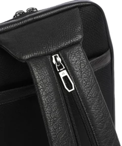 Piquadro Wollem Sling bag 10″ grained cow leather black Sale