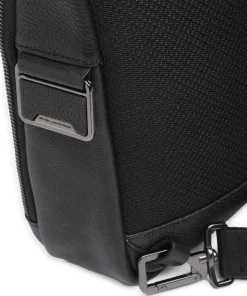 Piquadro Wollem Sling bag 10″ grained cow leather black Sale