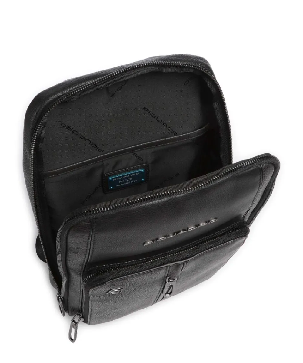 Piquadro Wollem Sling bag 10″ grained cow leather black Sale