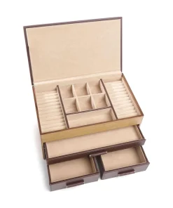 Clearance Wood Jewelry box fine grain cow leather, wood Jewelry Boxes