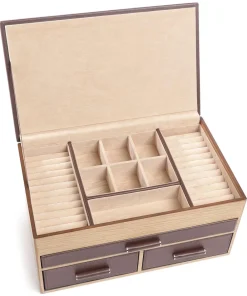 Clearance Wood Jewelry box fine grain cow leather, wood Jewelry Boxes