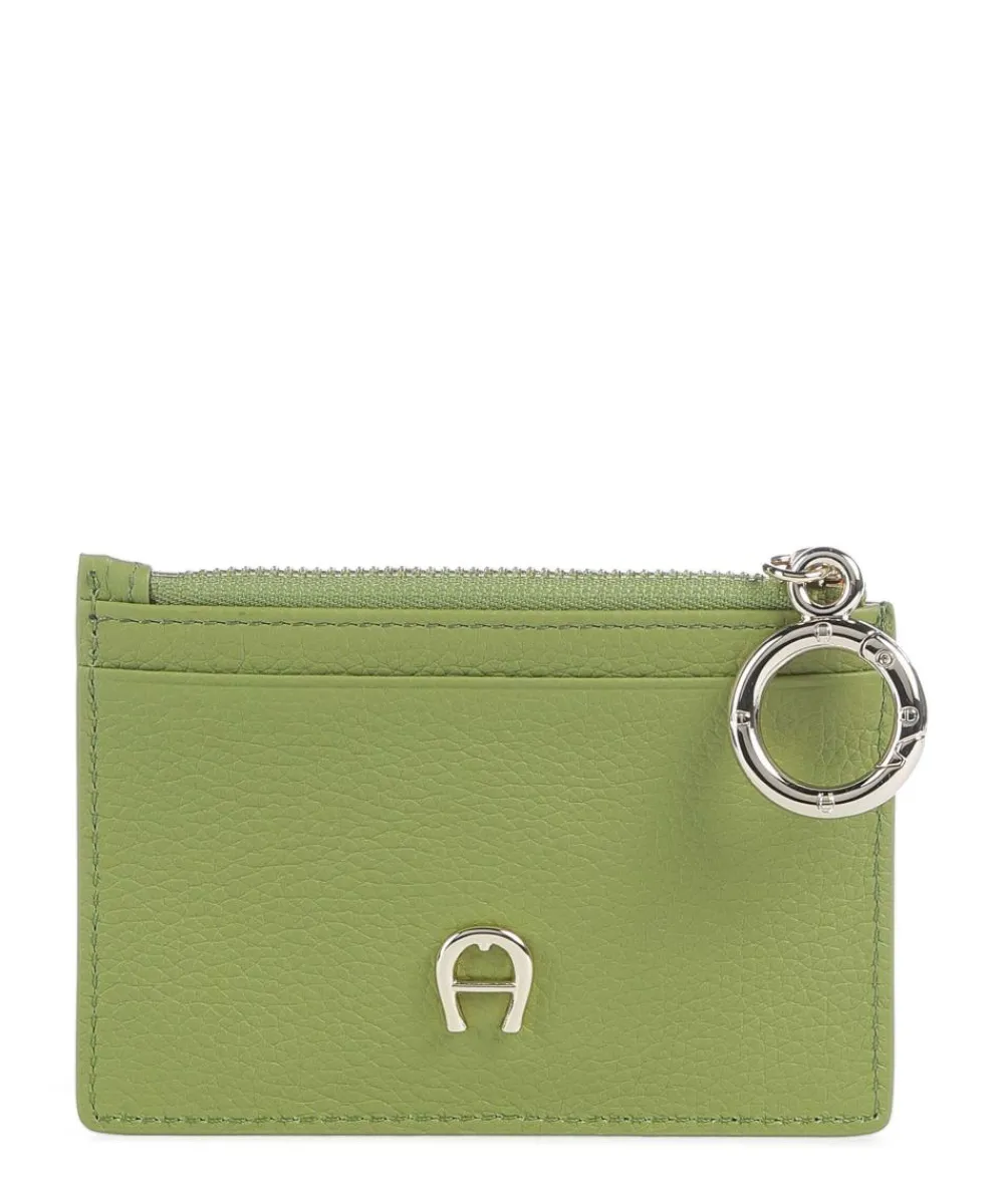 AIGNER Zita Credit card holder grained cow leather green Best