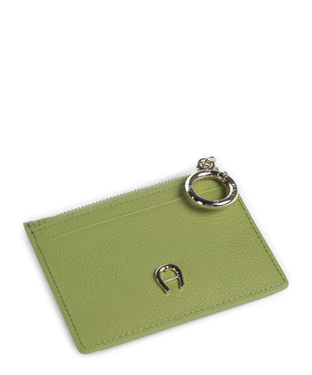 AIGNER Zita Credit card holder grained cow leather green Best