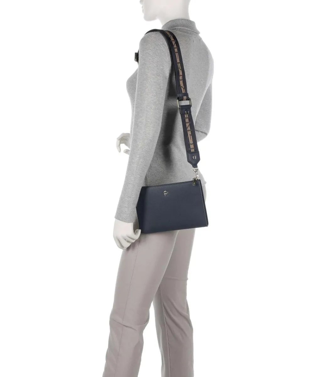 AIGNER Zita Crossbody bag grained cow leather dark blue Online