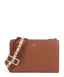 AIGNER Zita Crossbody bag grained cow leather brown New