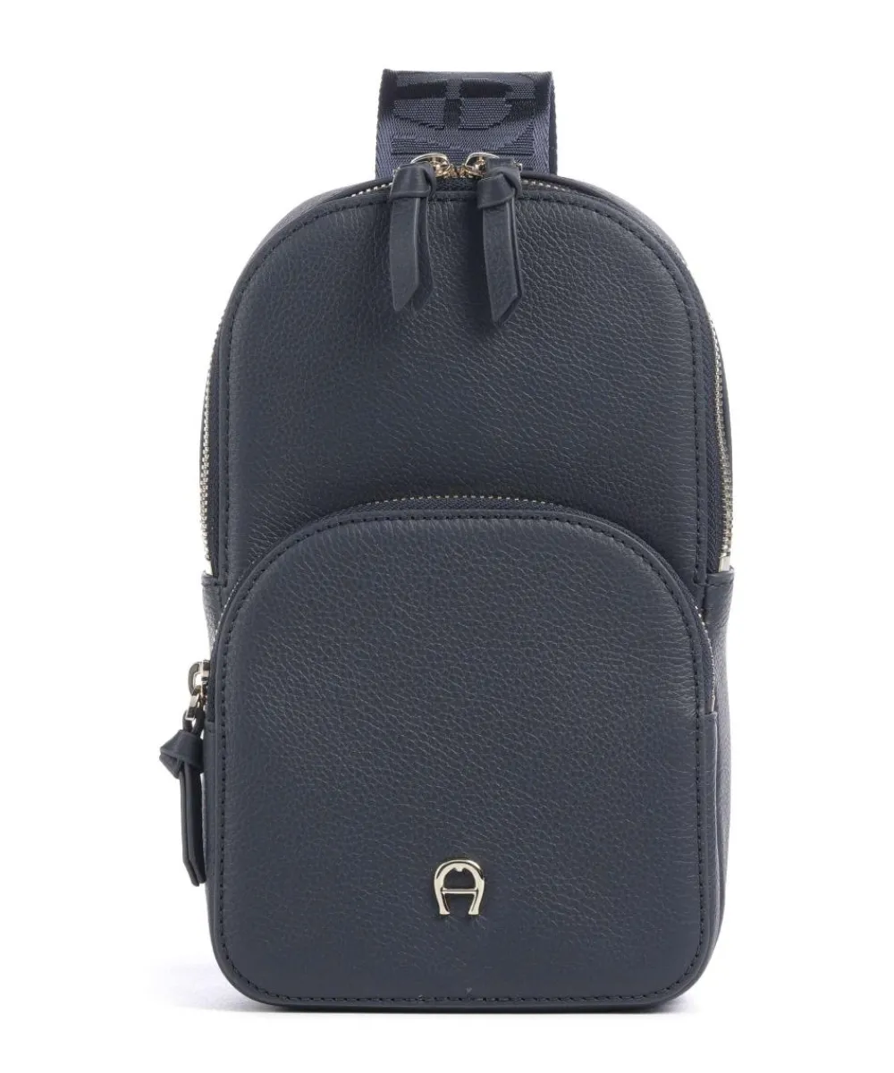 AIGNER Zita Sling bag grained cow leather dark blue Best