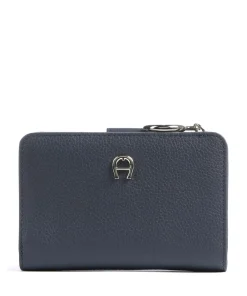 AIGNER Zita Wallet grained cow leather dark blue Sale