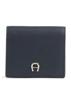 AIGNER Zita Wallet grained cow leather dark blue Outlet